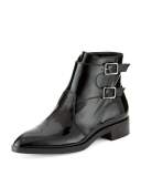 Patent Side-Buckle Bootie, Black