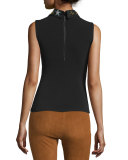 Caryn Embroidered-Collar Sleeveless Top