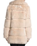 banded faux-fur coat, champagne