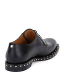 Rockstud Studded Lace-Up Derby Shoe, Black