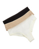 Basic Invisible Thong, Black/Milk/Nude