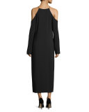 Ikeda Cold-Shoulder Midi Dress, Black