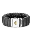 Black Caviar Ceramic Rope Bracelet, Size Medium