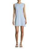 Sleeveless Striped Tank Dress, Powder Blue/White