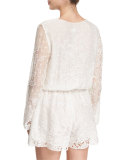 Roza Embroidered-Lace Veil Playsuit