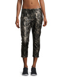 Caliber Tuxedo Camo-Print Vegan Leather Sweatpants
