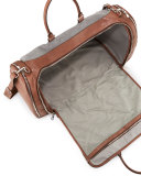 Men's Leather & Wool-Cashmere Duffel Bag/Weekender, Tan/Gray