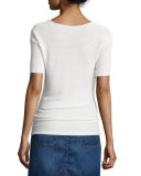 Crochet Lace-Up Top, Blanc