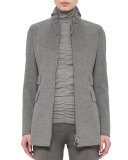 Drawstring-Collar Zip-Front Jacket, Cliff