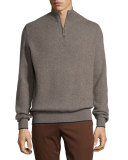 Cashmere Half-Zip Sweater, Gray