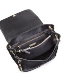 Marion Quilted Small Flap Shoulder Bag, Black