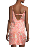 Mila Printed Silk Chemise, Lobster