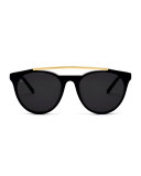 Sugarman Rounded Square Sunglasses, Black/Gold