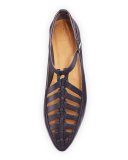 Pasque Caged Ankle-Strap Flat, Black