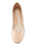 Scalloped Leather Ballerina Flat, Light Pink