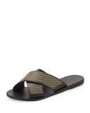 Thais Studded Crisscross Sandal, Black