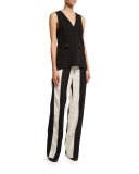 Striped High-Waist Wide-Leg Pants, Multi