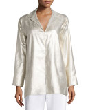 Long-Sleeve Metallic Tunic, Gold