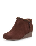 Callie Suede Wedge Bootie, Chestnut