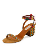 Rockstud Rolling Embroidered 60mm City Sandal