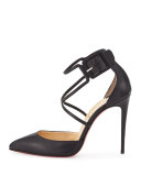 Suzanna Leather Crisscross Red Sole Pump, Black