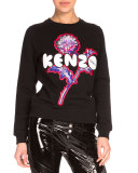 Dandelion Crewneck Pullover Sweatshirt, Black