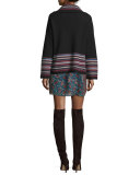 Dagna Striped Wool Open-Front Cardigan
