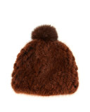 Mink Fur Beanie Hat, Brown