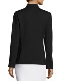 Milano Knit Notch-Collar Jacket, Black/White