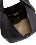 Perry Leather Hobo Bag, Black/Beige