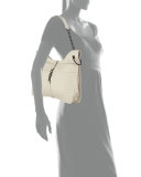 Beverly Medium Flat Hobo Bag, White