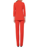 Carl Straight-Leg Silk Pants, Rojo