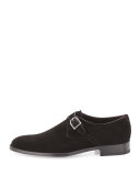 Garonne Monk-Strap Suede Shoe, Black