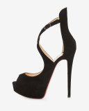 Marlenalta Suede 150mm Red Sole Pump, Black