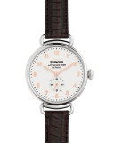 38mm Canfield Alligator Strap Watch, Oxblood/Silver 