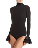 Estrella Long-Sleeve Bodysuit, Black