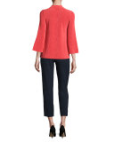 Slim-Leg Stretch-Wool Ankle Pants, Navy Blue
