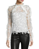 Cutout Floral Guipure Lace Top