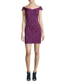 Medallion Jacquard Mini Dress, Dragonfruit