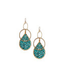 Crystal Teardrop Hoop Earrings, Teal