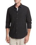Dot-Print Woven Oxford Shirt, Black