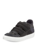 Banded Leather Low-Top Sneaker, Black/Gray