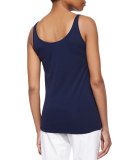 Stretch Silk Long Cami, Midnight, Plus Size