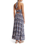 Evie Ikat-Print Halter Maxi Dress