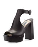 Leather Ankle-Wrap 115mm Sandal, Black (Nero)