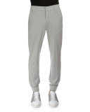 Banded-Cuff Cotton/Silk Jogger Pants, Gray