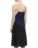 Frederica Colorblock Silk Slip Dress