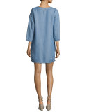 Lace-Up Chambray Coverup Dress