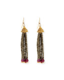 Pyrite and Garnet Fringe Earrings