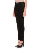 Rockstud-Trim Skinny Pants, Black